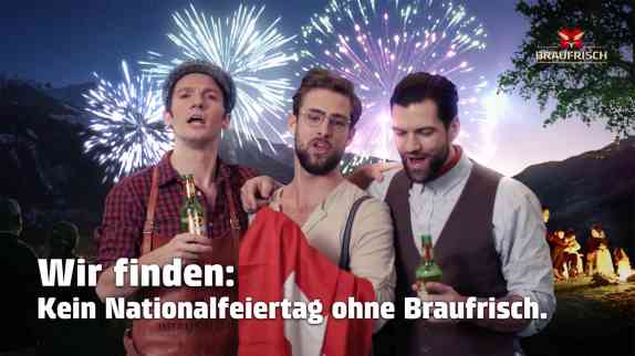 Feldschlösschen Braufrisch - Werbung Feuerwerk Nationalfeiertag